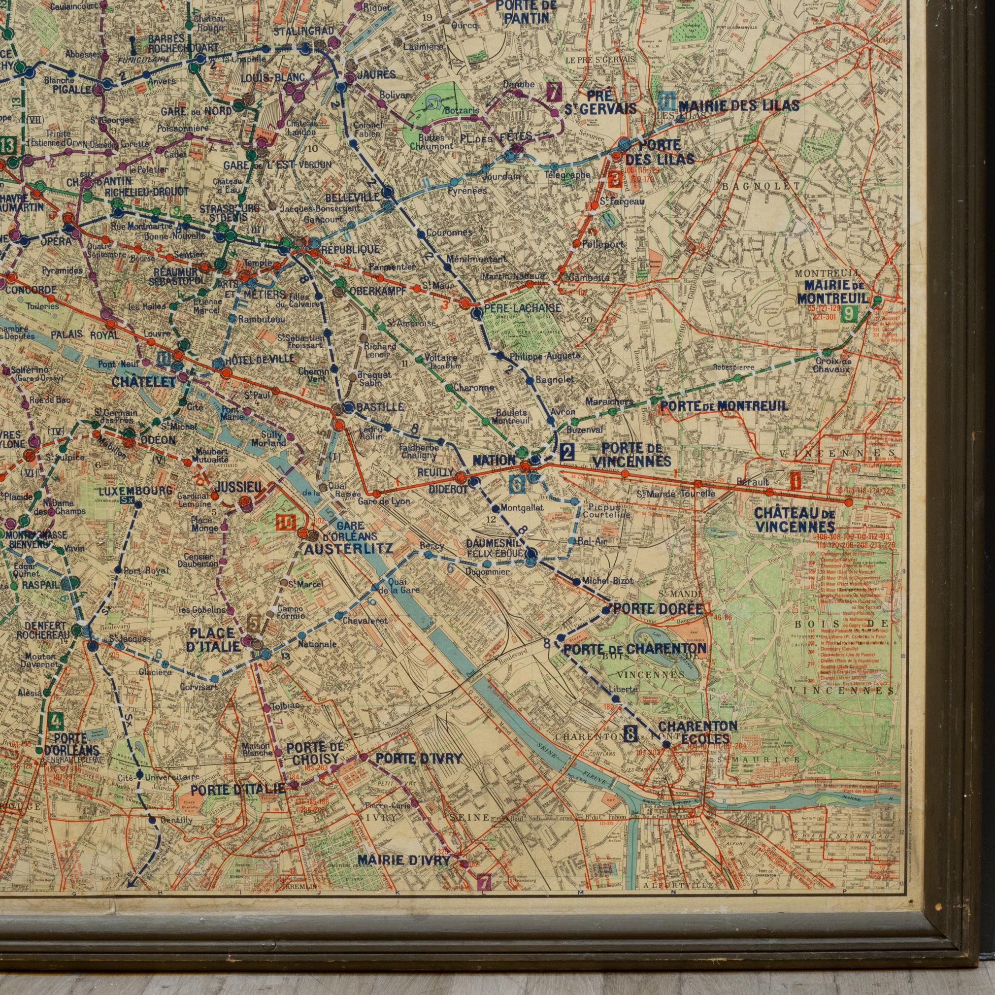 French Mid-century Paris Metro Map c.1966