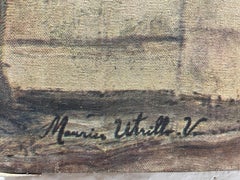 Mid Century Paris Street Scene Canvas  After Maurice Utrillo  Vintage French