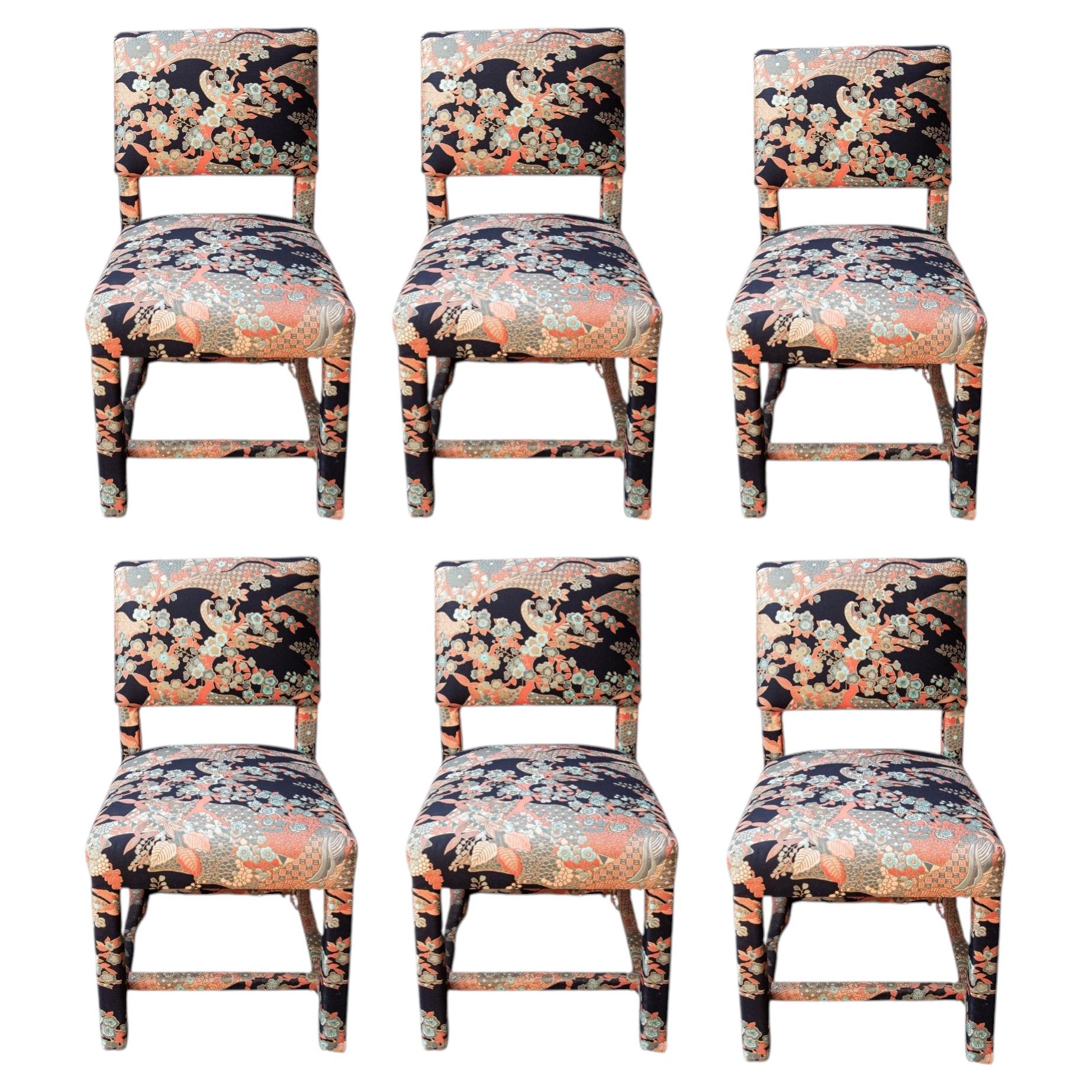 Mid-Century Parsons Dining Chairs, Set of 6, Style of Milo Baughman