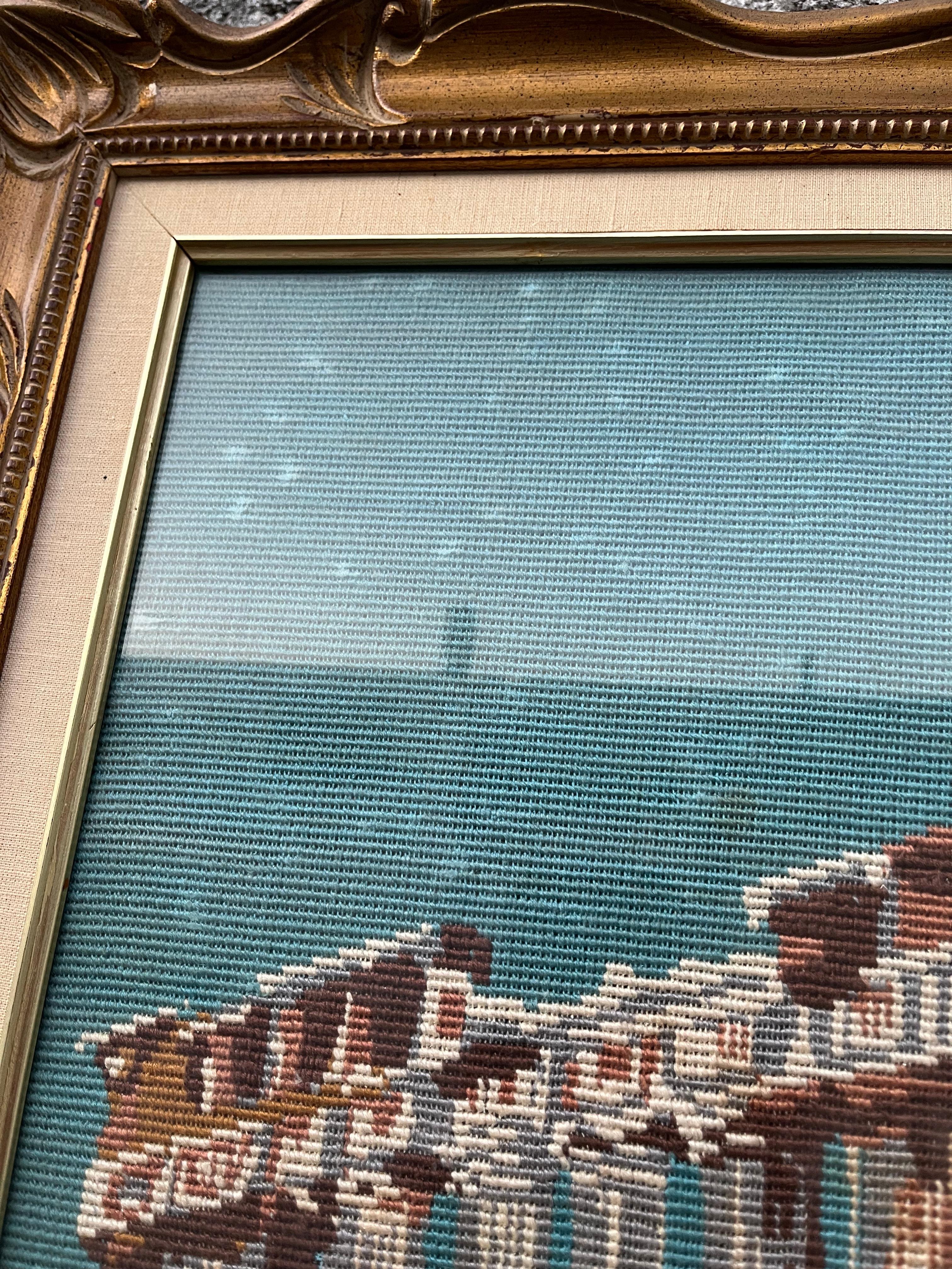 Parthénon d'Athènes, art mural encadré en textile à l'aiguille. Circa 1960s en vente 7