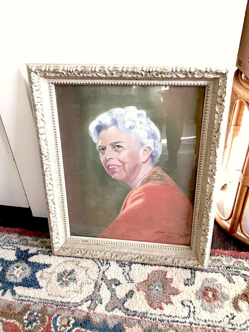 20th Century Eleanor Roosevelt Pastel Portrait Mid Century Laicita W. Gregg 1956 WPA Artist