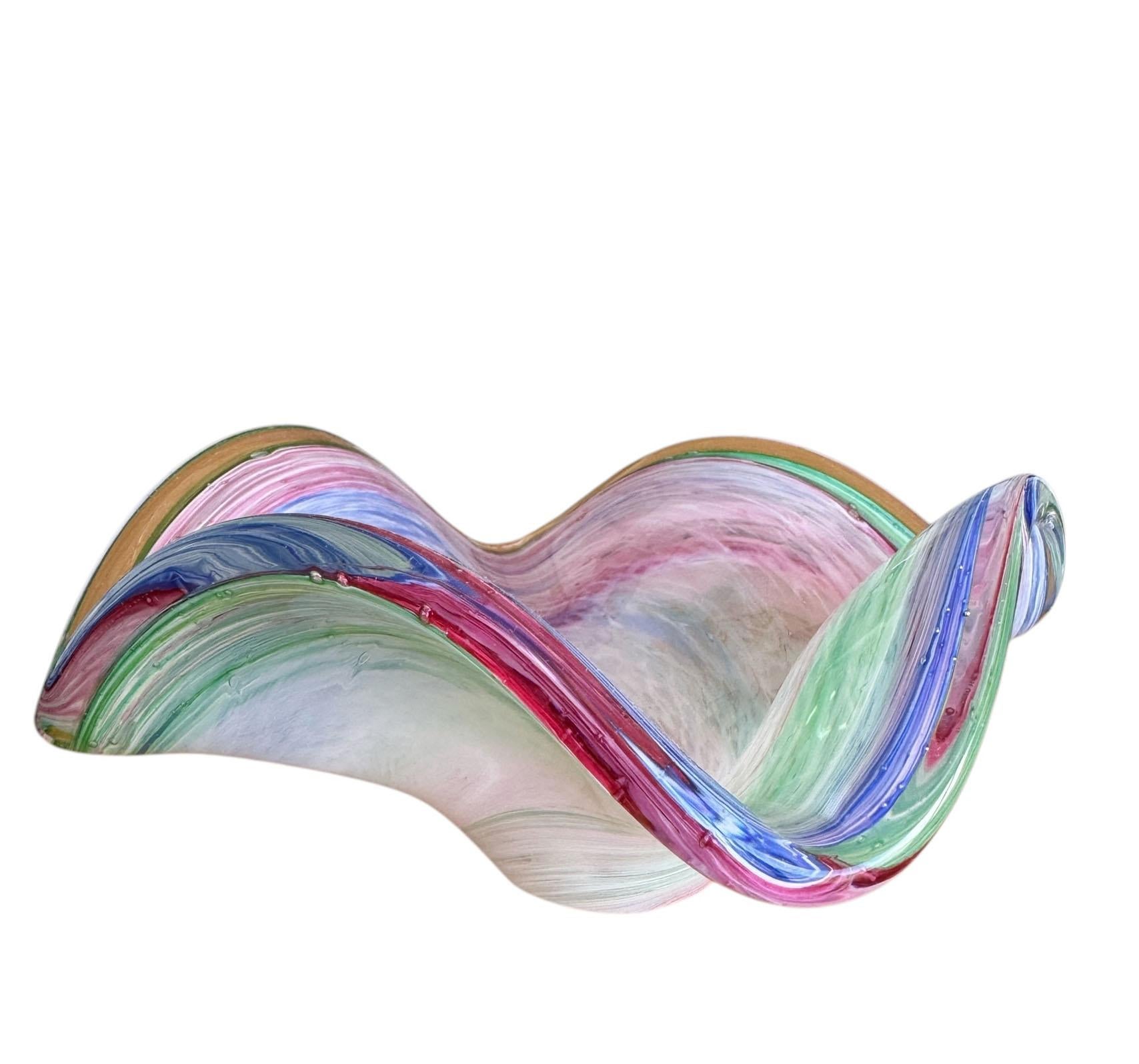 Verre brun Bol Murano aux teintes pastel du milieu du siècle dernier en vente