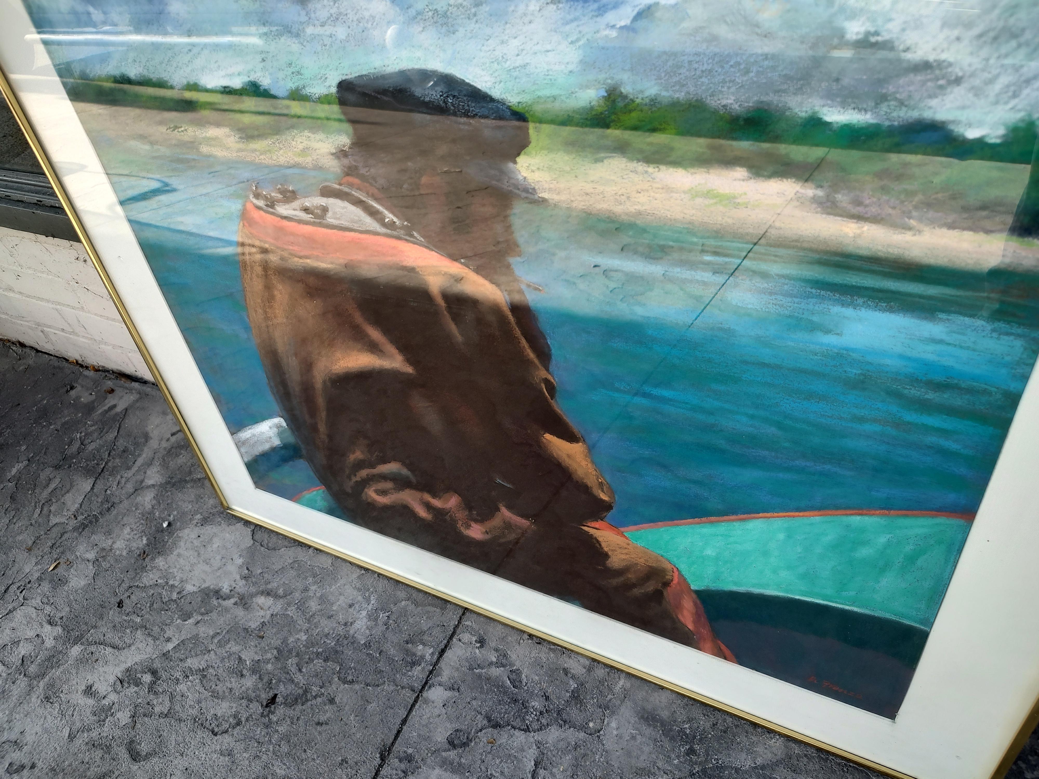Großes pastellfarbenes „Sponge Diver Tarpon Springs Flat“ von Americo Di Franza, Mitte des Jahrhunderts im Zustand „Gut“ im Angebot in Port Jervis, NY