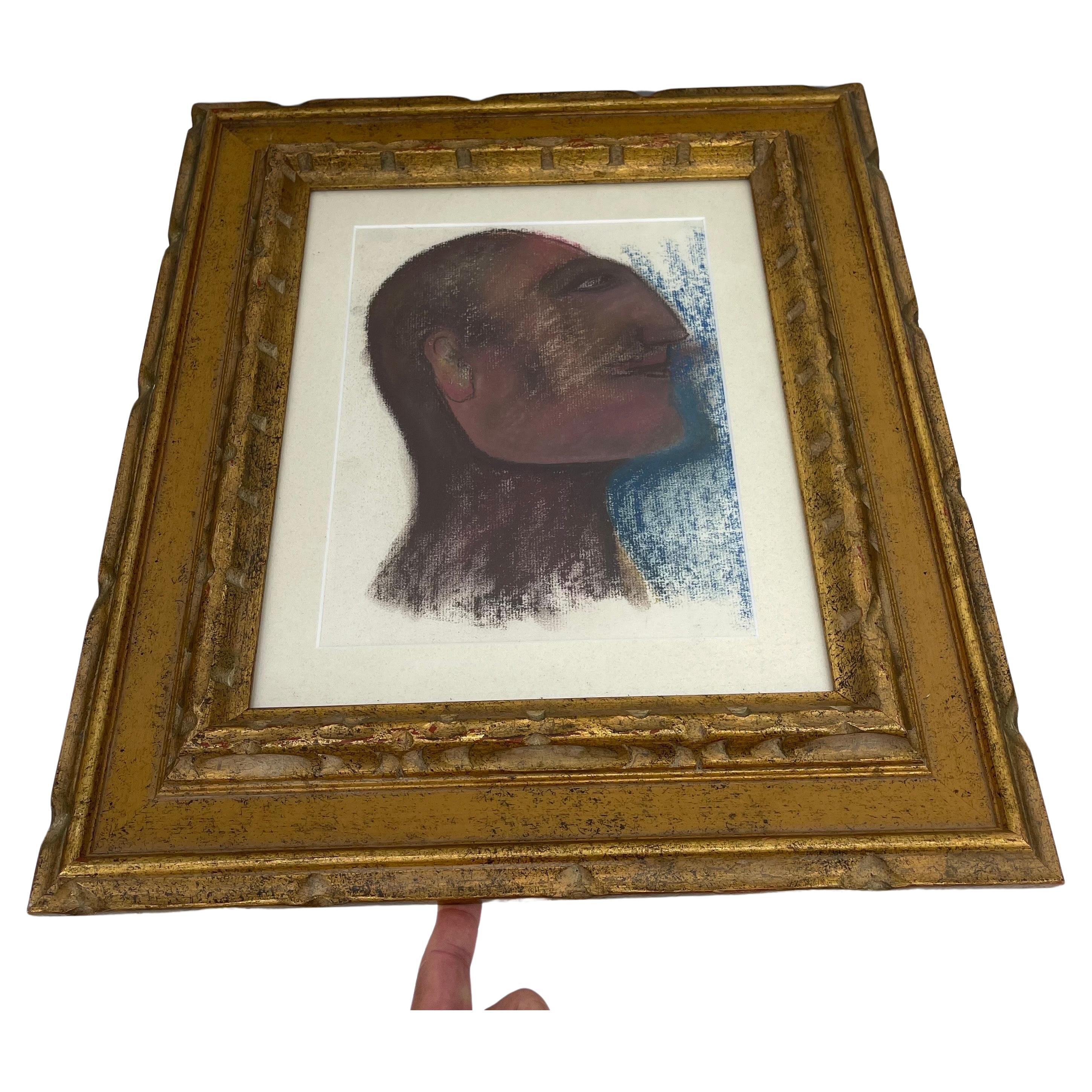 Mid-Century Pastels on Paper Portraits Male Female Profile Set  14
