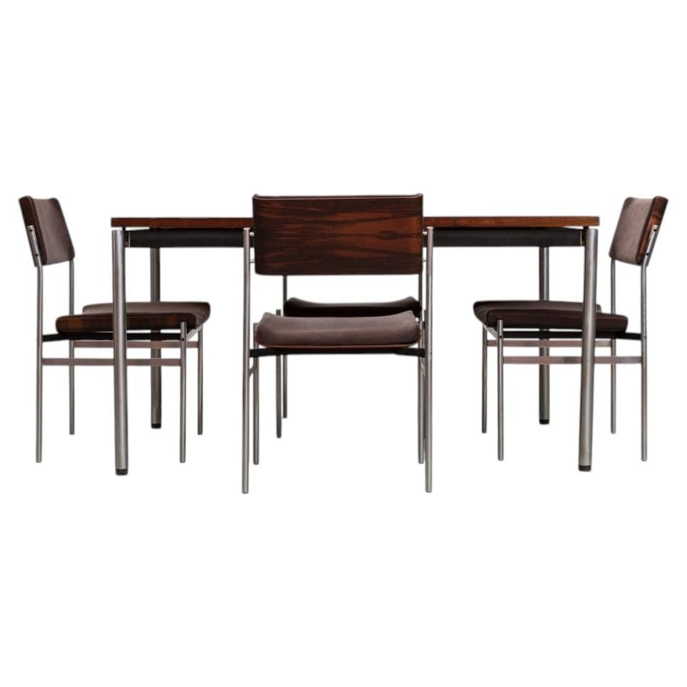 Mid-Century Pastoe Inspired Rosewood & Chrome Extendable Table