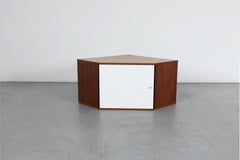 Mid-Century Pastoe Style Corner Cabinet, Teak with White Formica Door