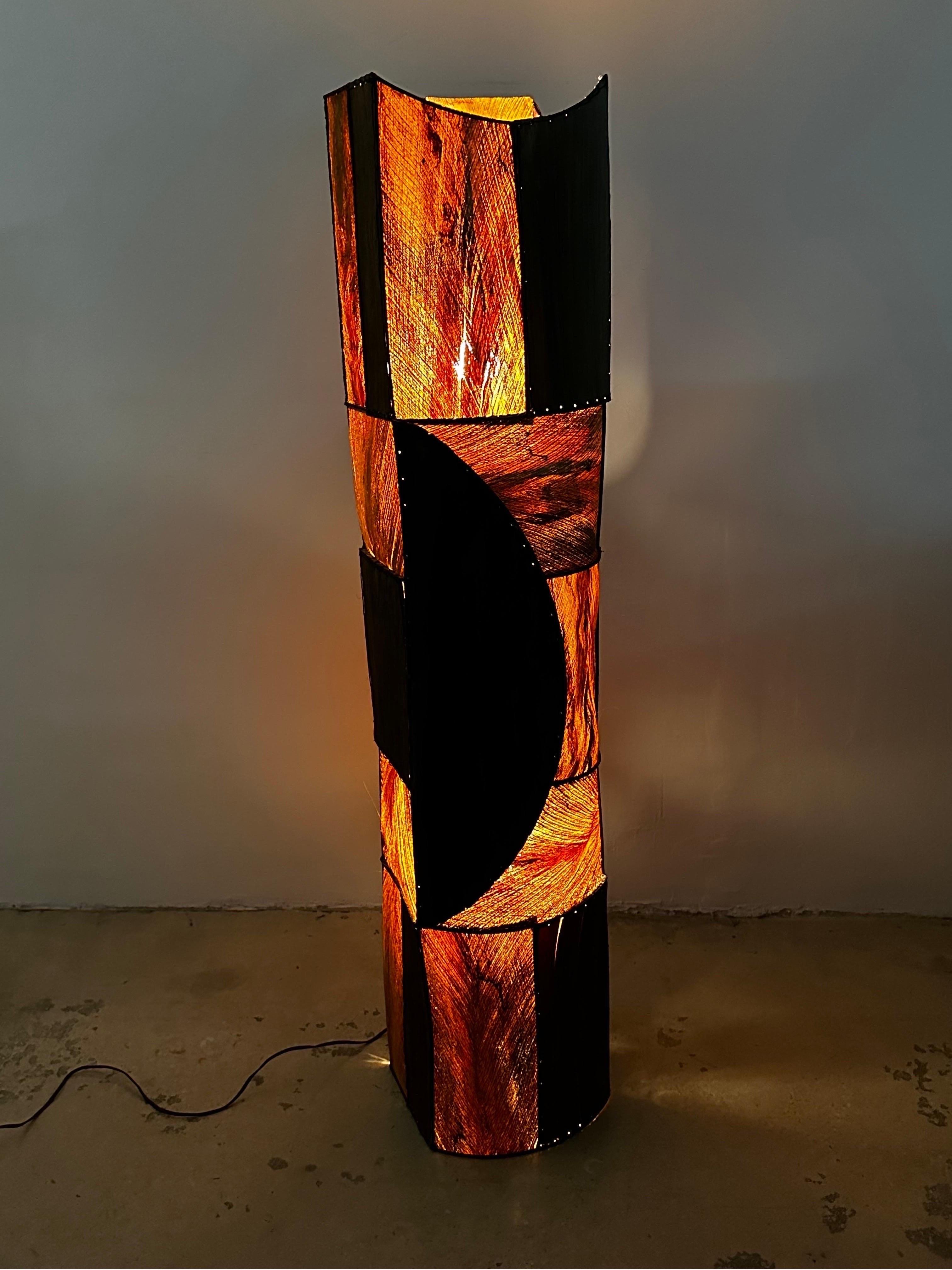 Midcentury Patchwork Bark Floor Lamp, 1960s For Sale 3
