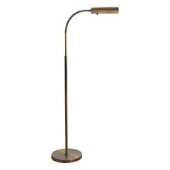 Mid-Century Patinated Brass Adjustable Pharmacy Floor Lamp