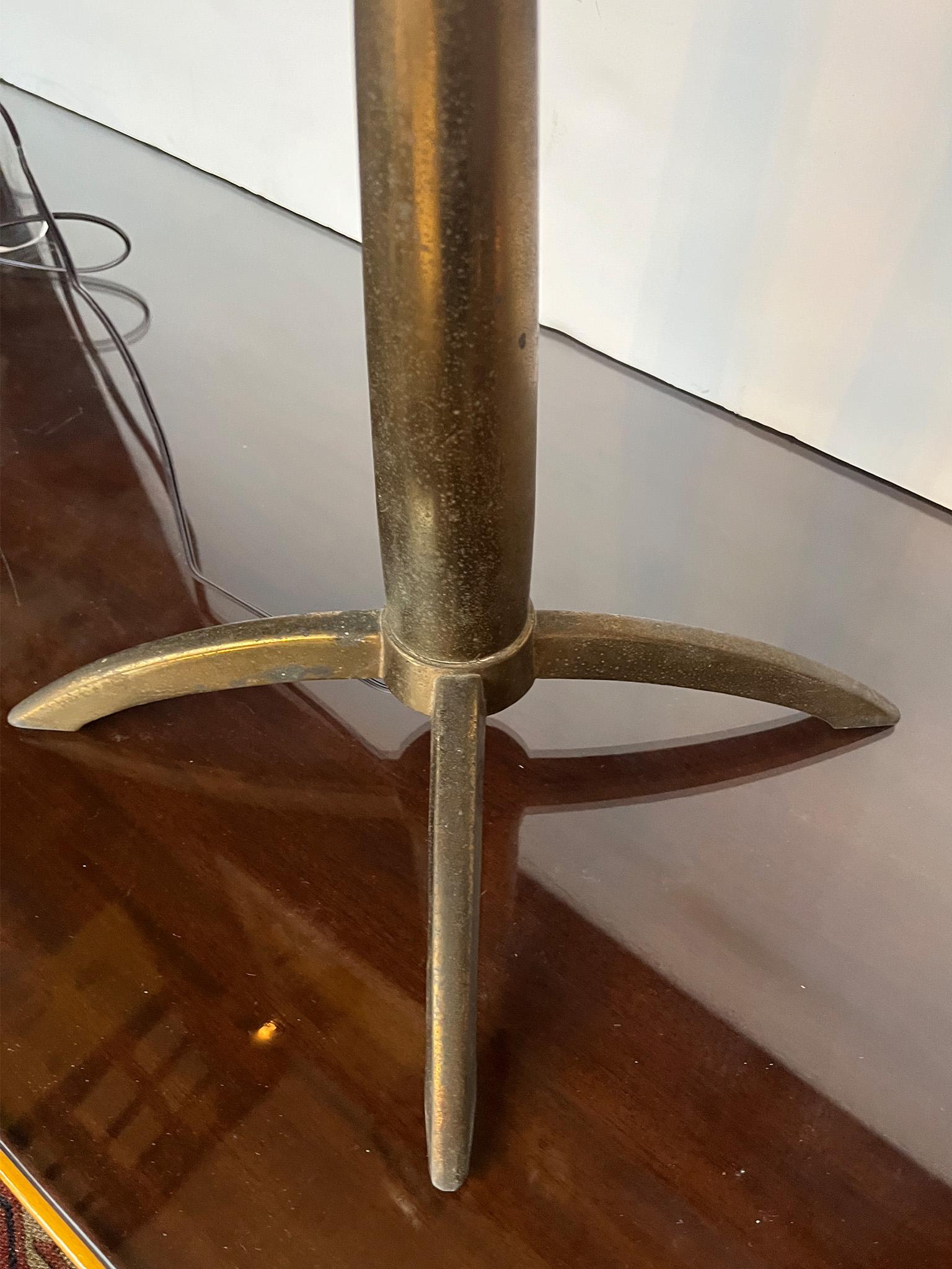 American Midcentury Patinated Brass X-Base Lamp