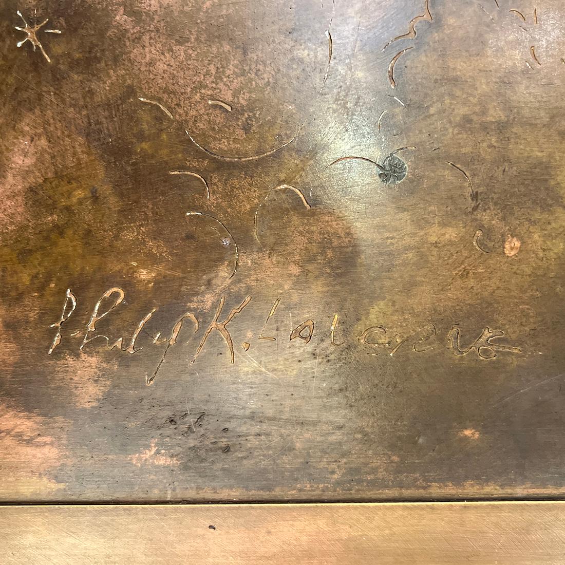 Mesa Laverne de Bronce Patinado de Mediados de Siglo en Bueno estado para la venta en New York, NY