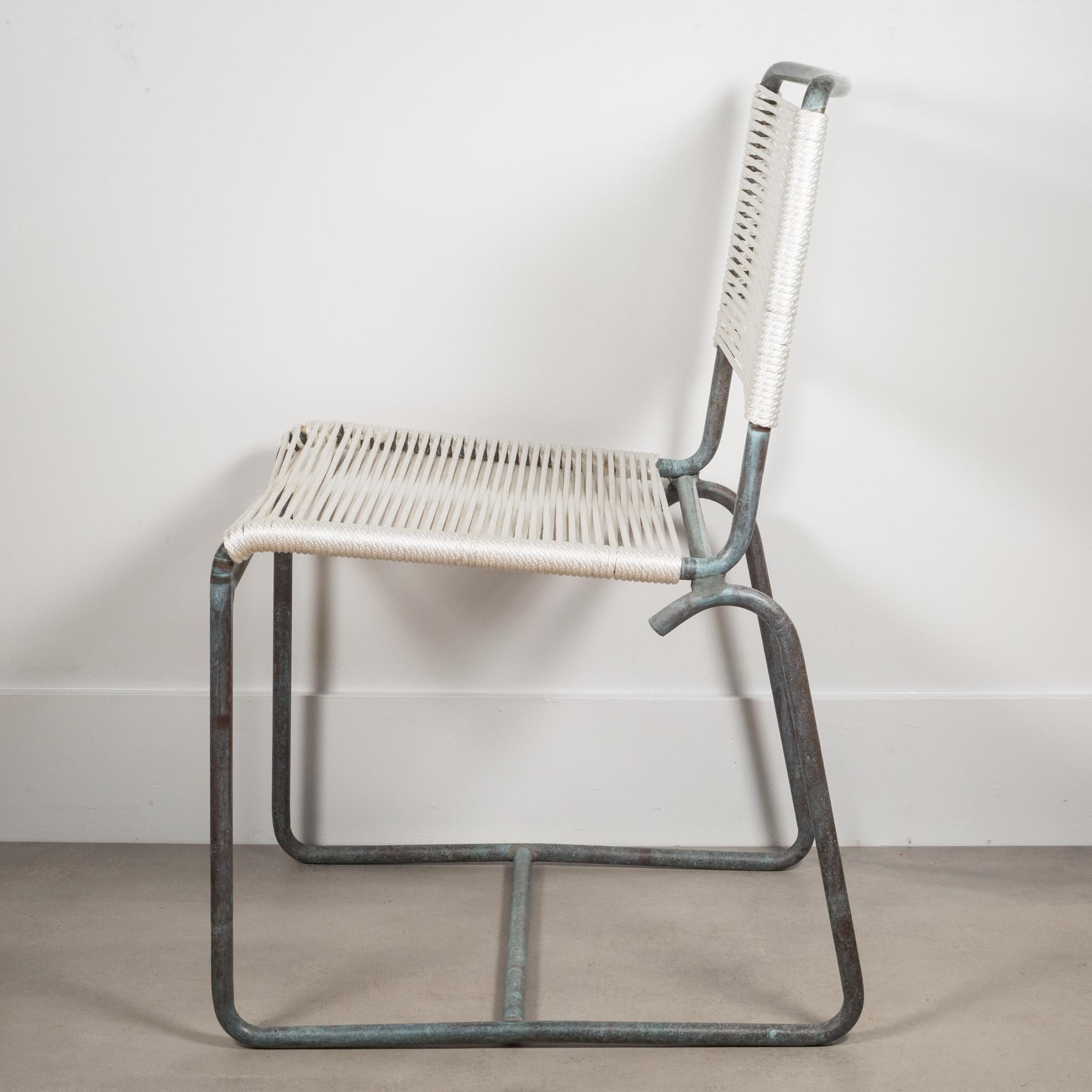 MCM Patinated Bronze Re-Roped Walter Lamb Side Chairs for Brown Jordan, c.1950s 10