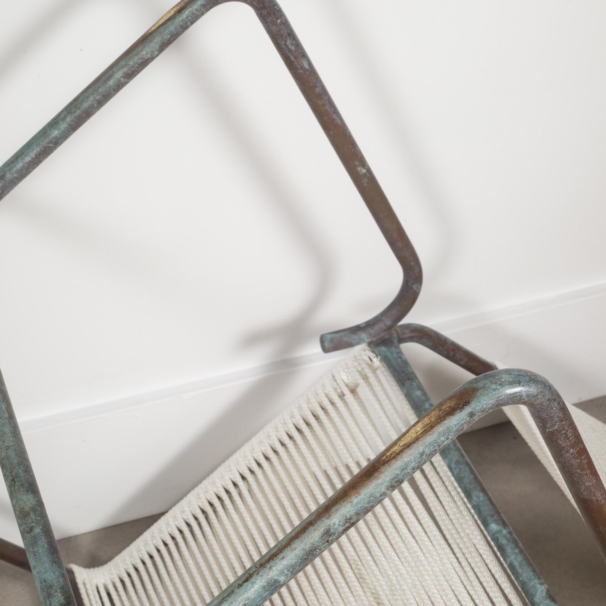 MCM Patinated Bronze Re-Roped Walter Lamb Side Chairs for Brown Jordan, c.1950s 14