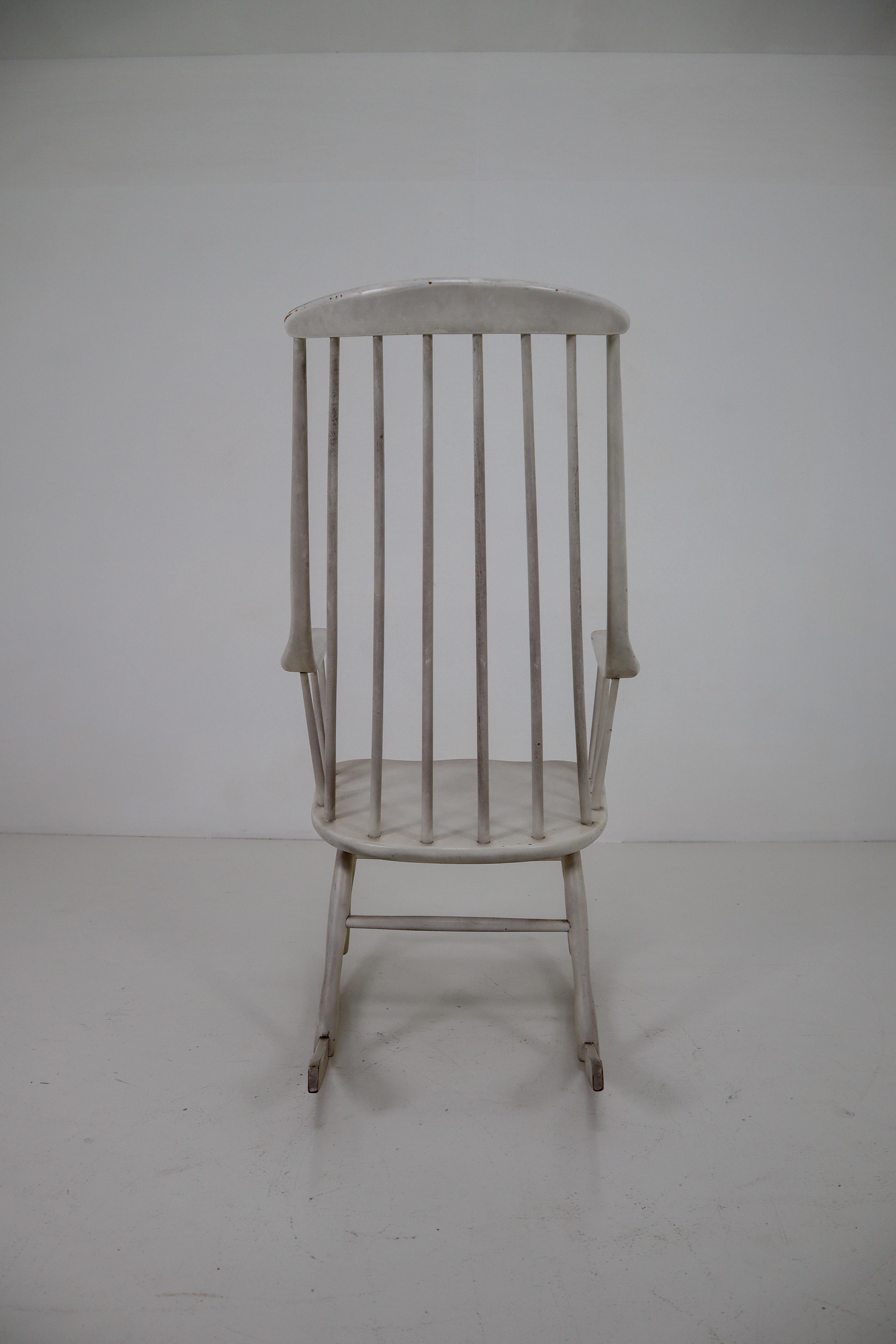 Midcentury Patinated French Rocking Chair, 1950s 3