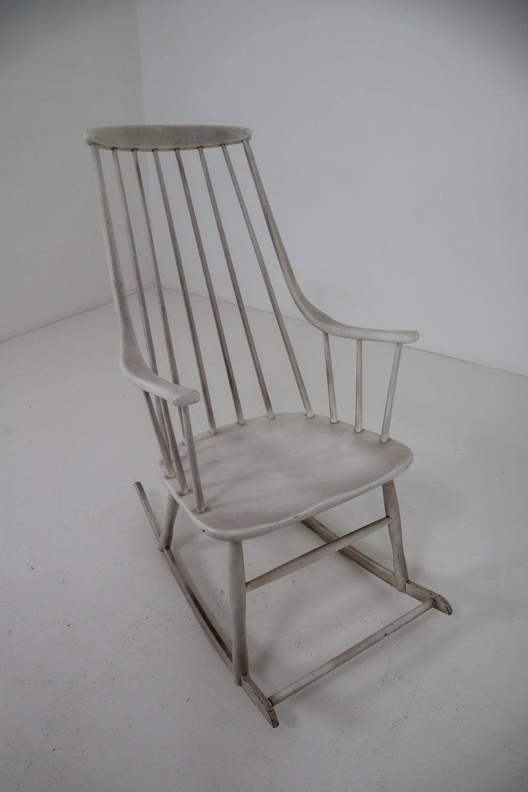 Midcentury Patinated French Rocking Chair, 1950s at 1stDibs