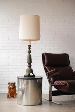 Mid-Century Patinated Metal Chinoiserie Baluster Lamp