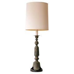 Mid-Century Patinated Metal Chinoiserie Baluster Lamp