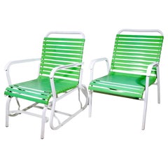 Mid Century Patio Poolside Chairs One Glider One Lounge att to Samsonite 1970s
