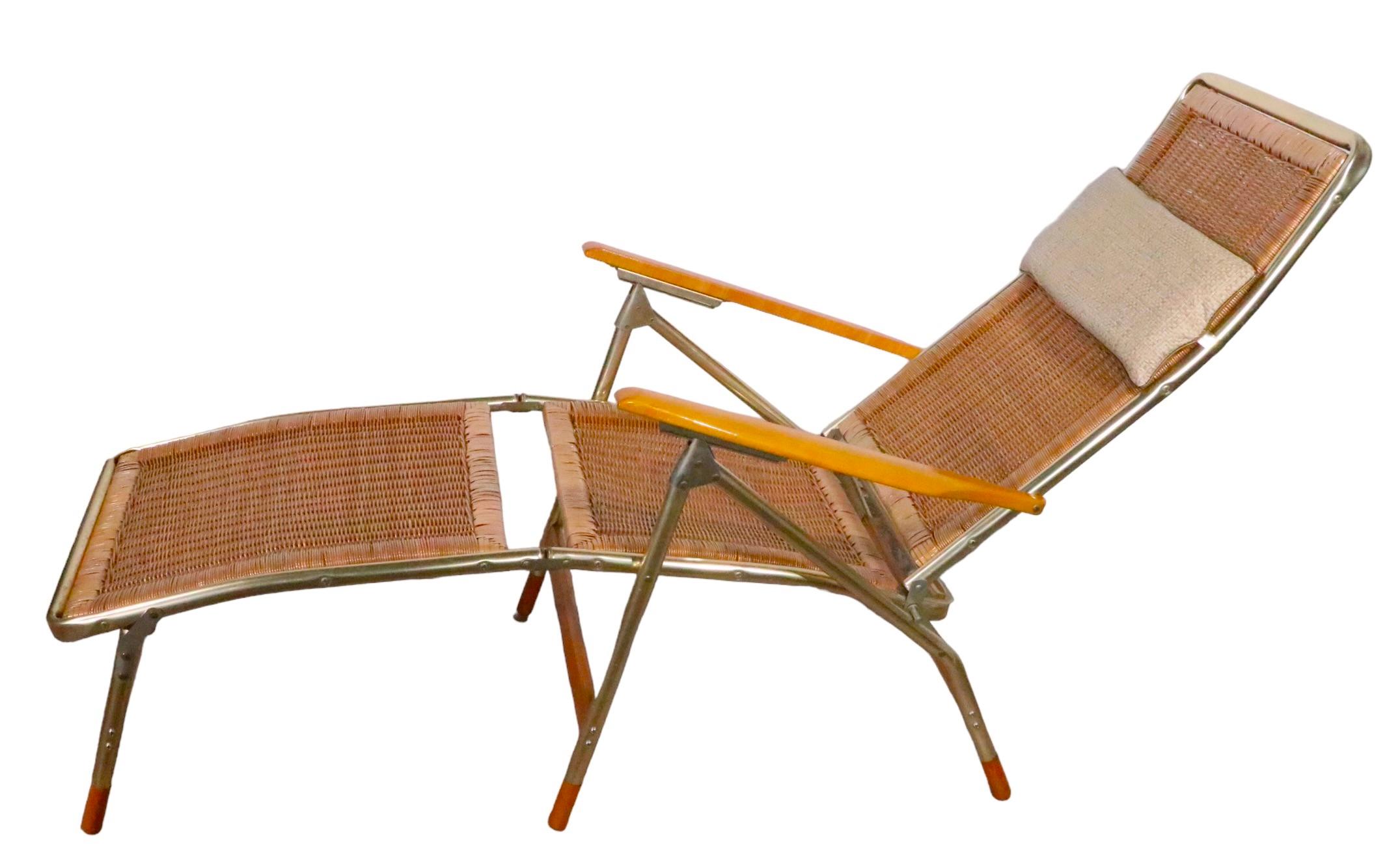 Chaise longue pliante de patio du milieu du siècle dernier pour patio par Telescope Chair Company  en vente 4