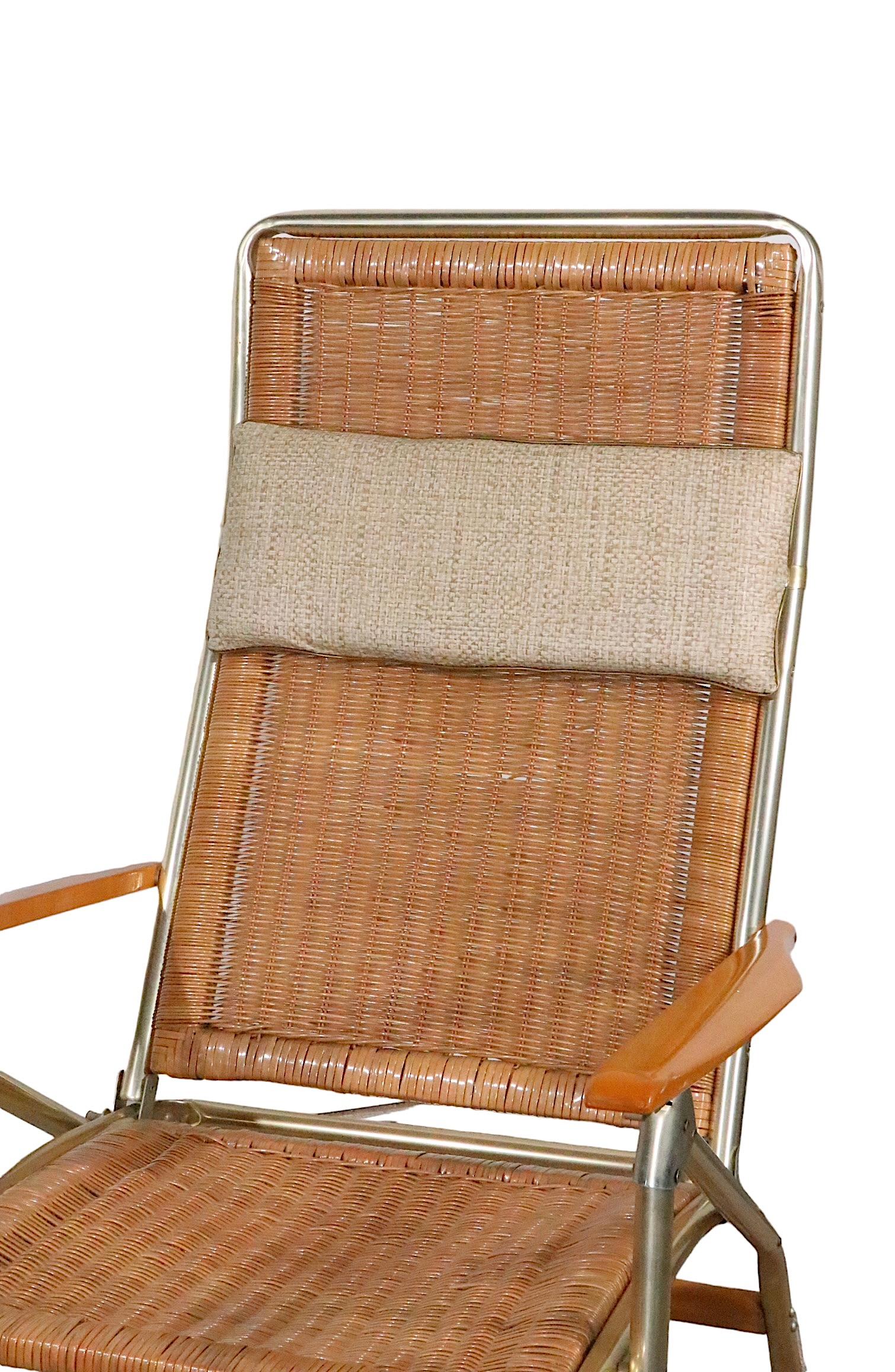 Chaise longue pliante de patio du milieu du siècle dernier pour patio par Telescope Chair Company  en vente 6