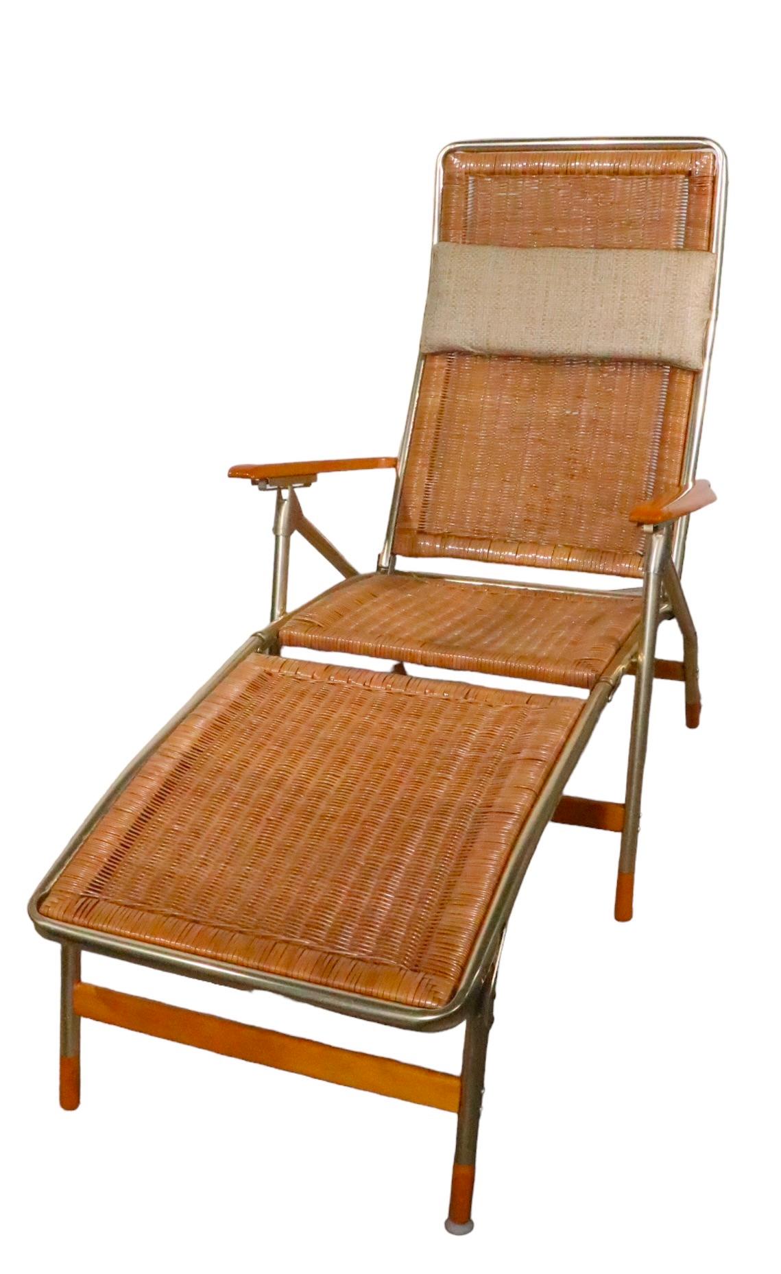 Chaise longue pliante de patio du milieu du siècle dernier pour patio par Telescope Chair Company  en vente 7