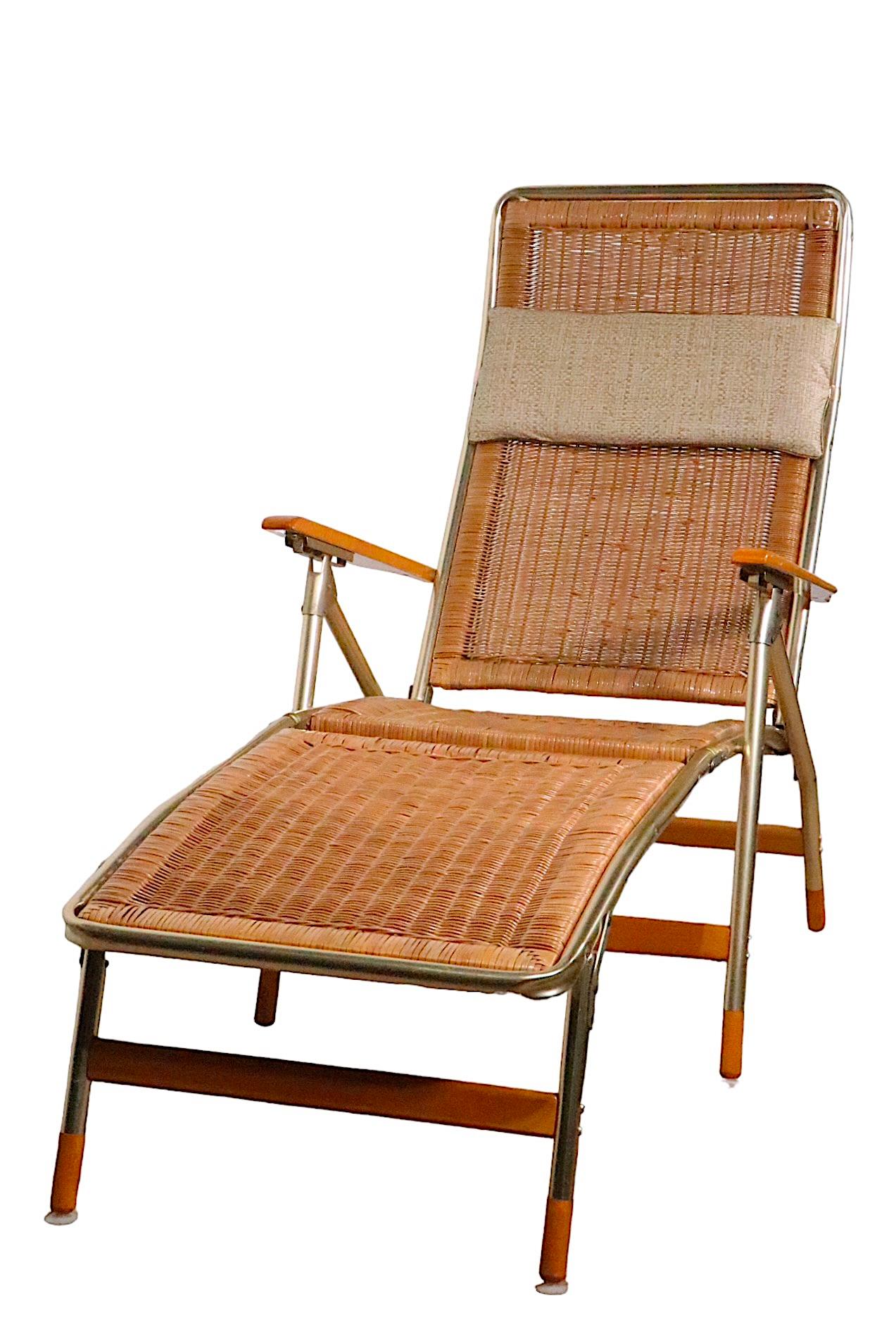 Chaise longue pliante de patio du milieu du siècle dernier pour patio par Telescope Chair Company  en vente 8