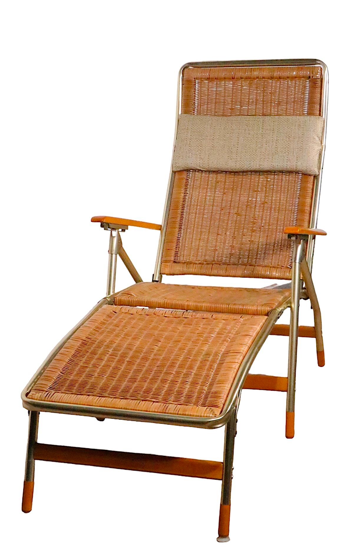 Chaise longue pliante de patio du milieu du siècle dernier pour patio par Telescope Chair Company  en vente 9