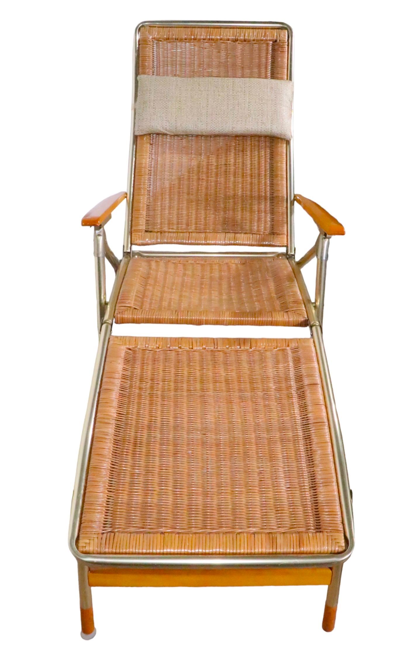 Aluminum Mid Century Patio Poolside Folding Chaise Lounge by Telescope Chair Company  For Sale