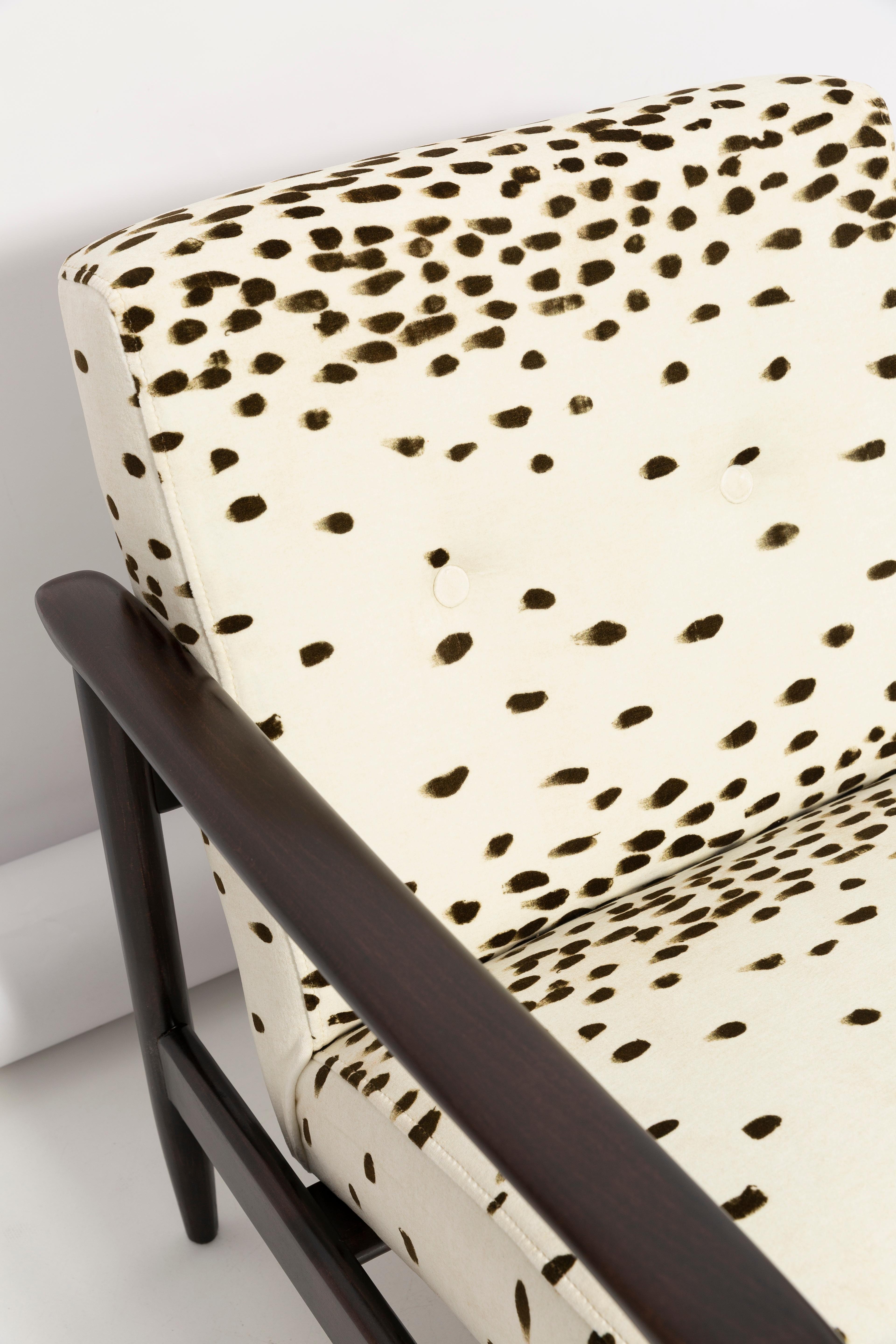 Textile Mid Century Pattern Velvet Dalmatian Armchair, by Edmund Homa, Europe, 1960s For Sale