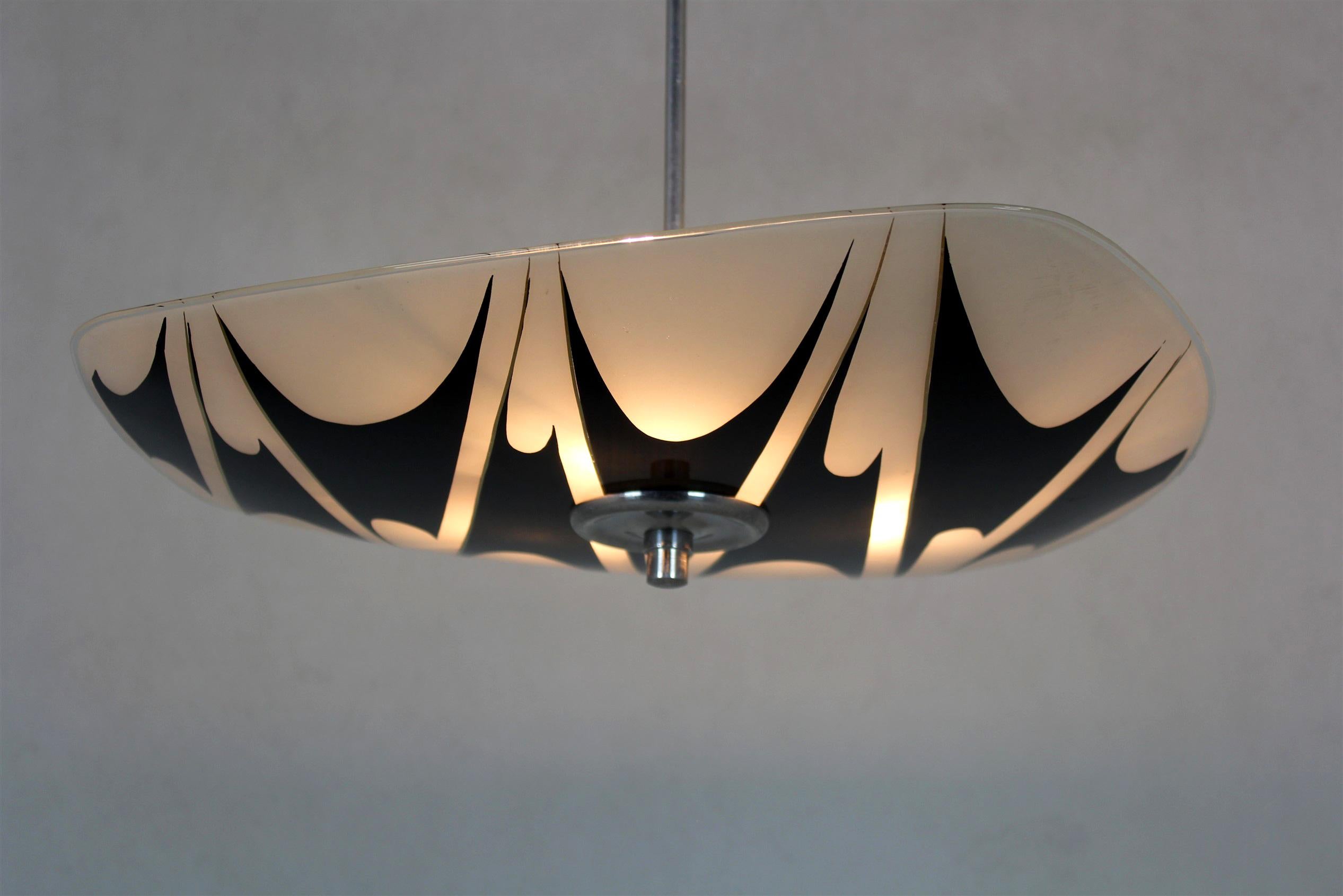Mid-Century Patterned Ceiling Lamp from Napako, 1960s For Sale 7