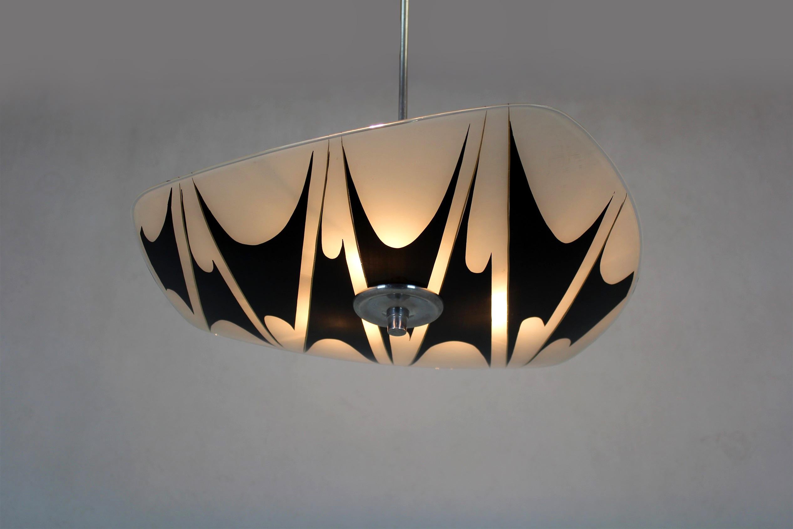 Mid-Century Patterned Ceiling Lamp from Napako, 1960s In Good Condition For Sale In Żory, PL