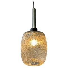 Gemusterte Hängelampe aus klarem Glas, Mid-Century, 1970er Jahre