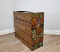 Paul Evans Mid-Century Modern Brutalist Metal Patchwork Indoor Planter Box