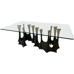 Mid Century Paul Evans Brutalist Dining Table Stalagmite Bronze & Resin, 1970