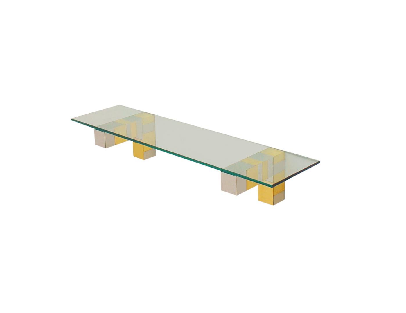 Étagère flottante ou table console en chrome et laiton style Cityscape de Paul Evans du milieu du siècle dernier en vente 3