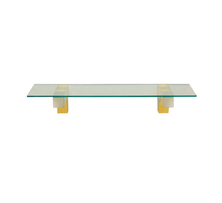 Late 20th Century Mid Century Paul Evans Cityscape Floating Shelf or Console Table Chrome & Brass For Sale
