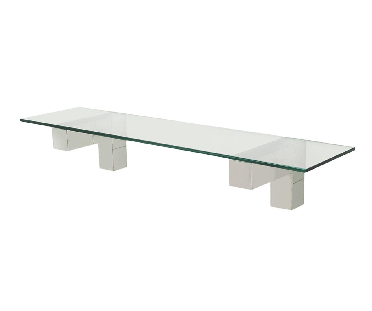 Mid-Century Modern Mid Century Paul Evans Cityscape Floating Shelf or Console Table Glass & Chrome