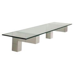 Mid Century Paul Evans Cityscape Floating Shelf or Console Table Glass & Chrome