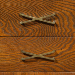 Mid-Century Paul Frankl Cerused Oak Chest of Drawers & X-Form Brass Pulls