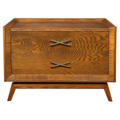 Mid-Century Paul Frankl Cerused Oak Chest of Drawers & X-Form Brass Pulls