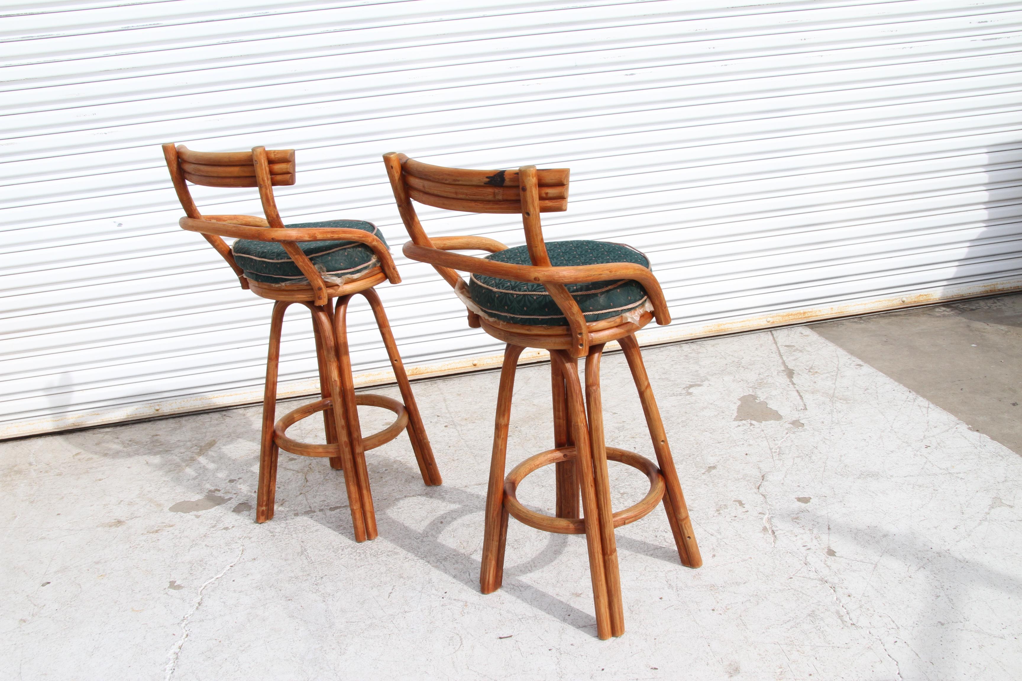 Midcentury Paul Frankl Style Stools with Swivel For Sale 4