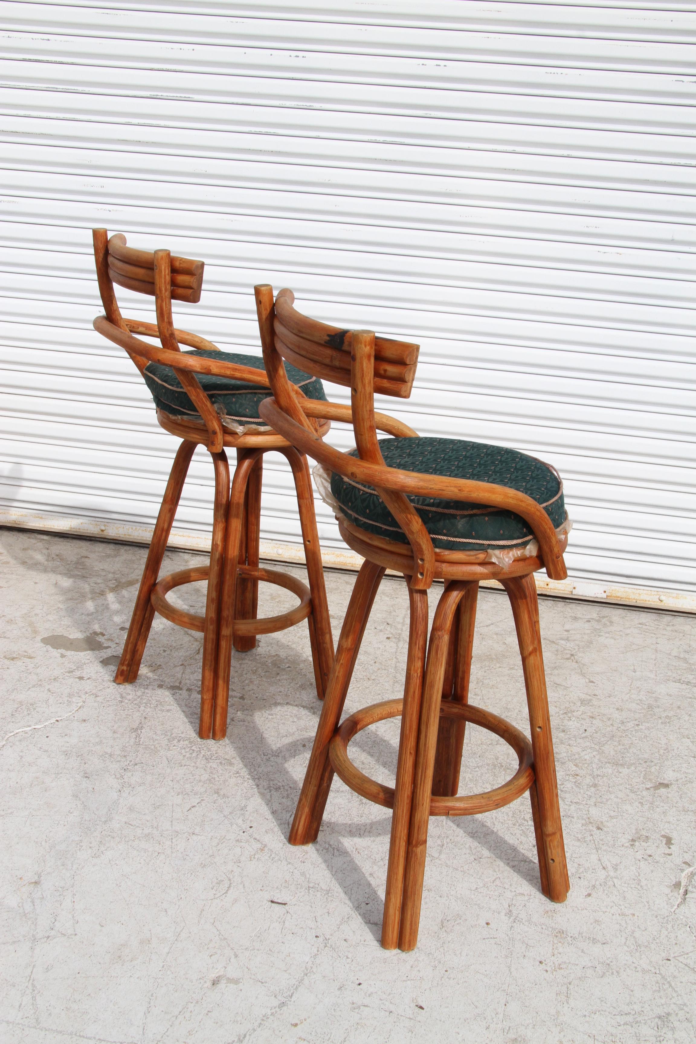 Midcentury Paul Frankl Style Stools with Swivel For Sale 5