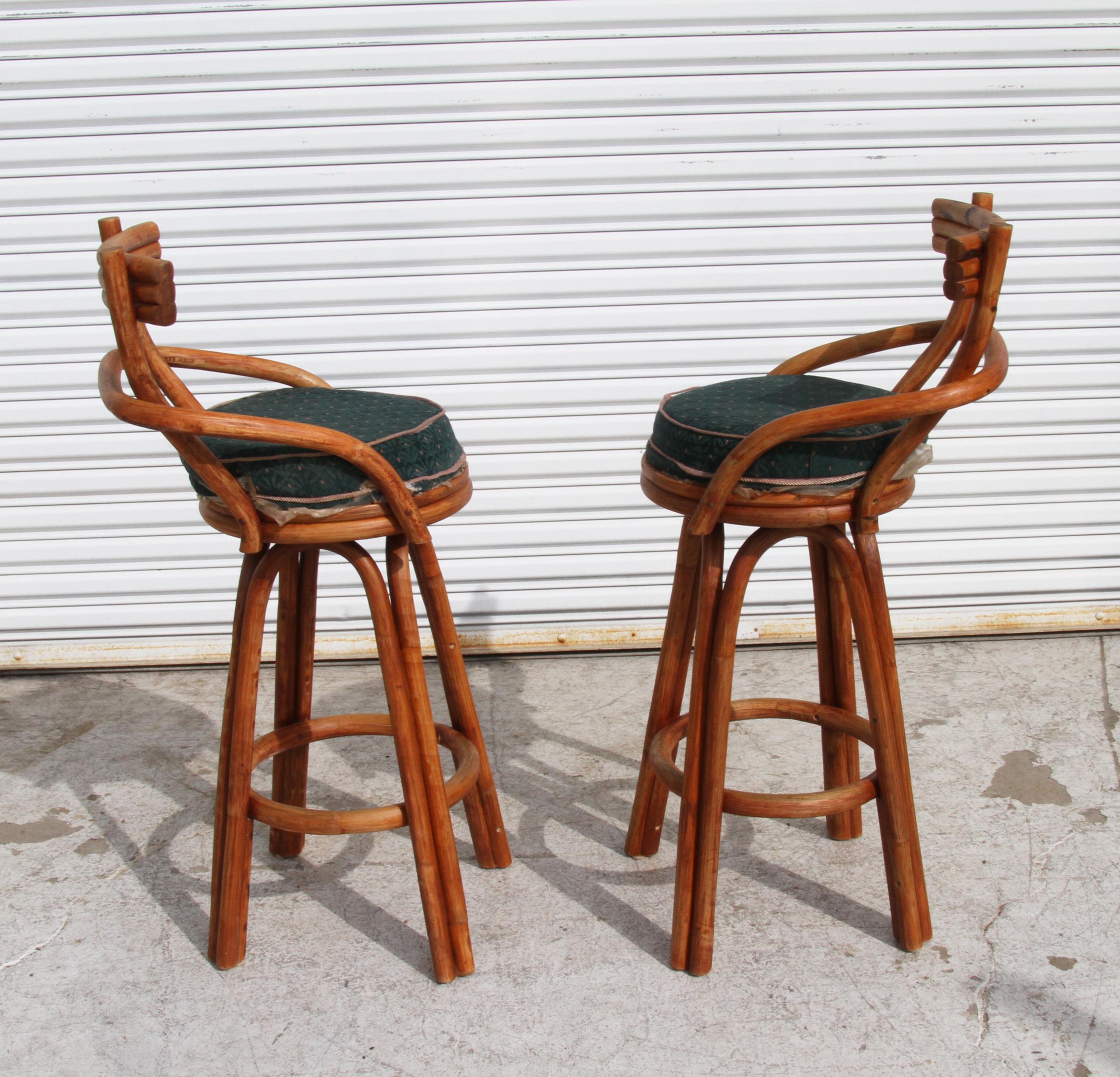 Midcentury Paul Frankl Style Stools with Swivel For Sale 7