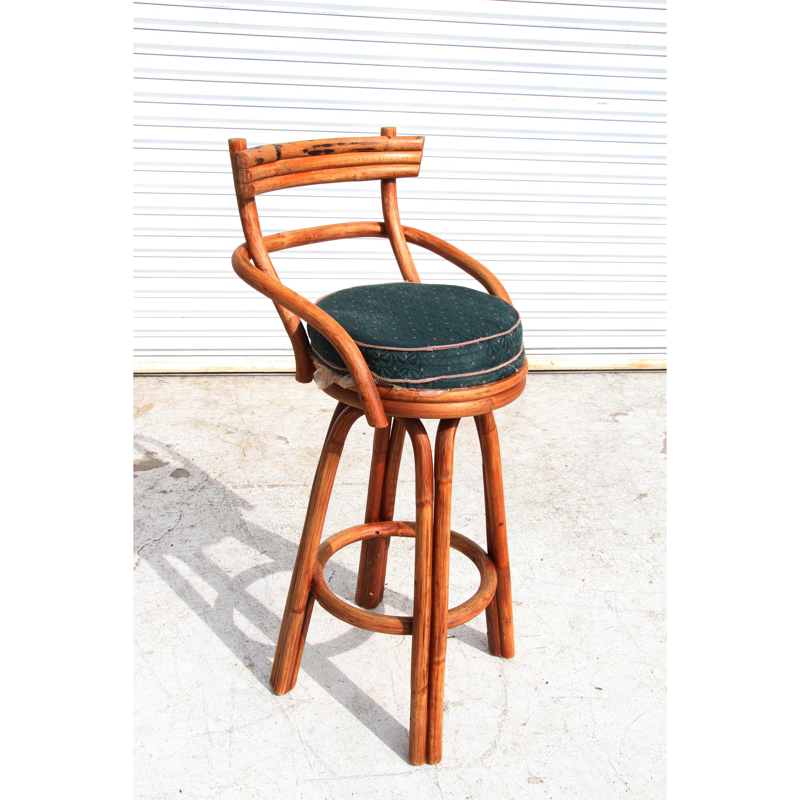 Midcentury Paul Frankl Style Stools with Swivel In Good Condition For Sale In Pasadena, TX