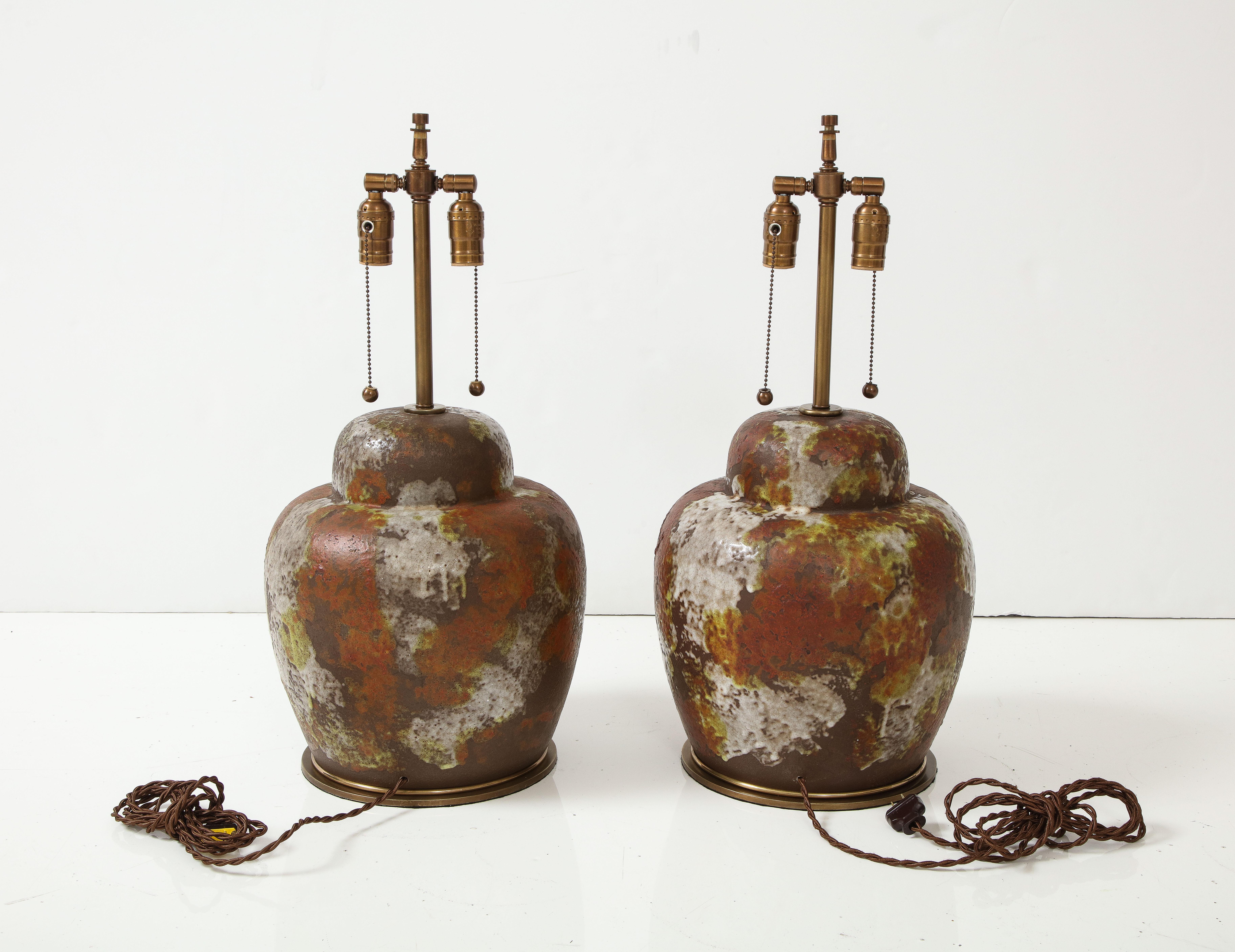Hand-Crafted Mid Century Paul Hanson Italian Ceramic Lamps For Sale