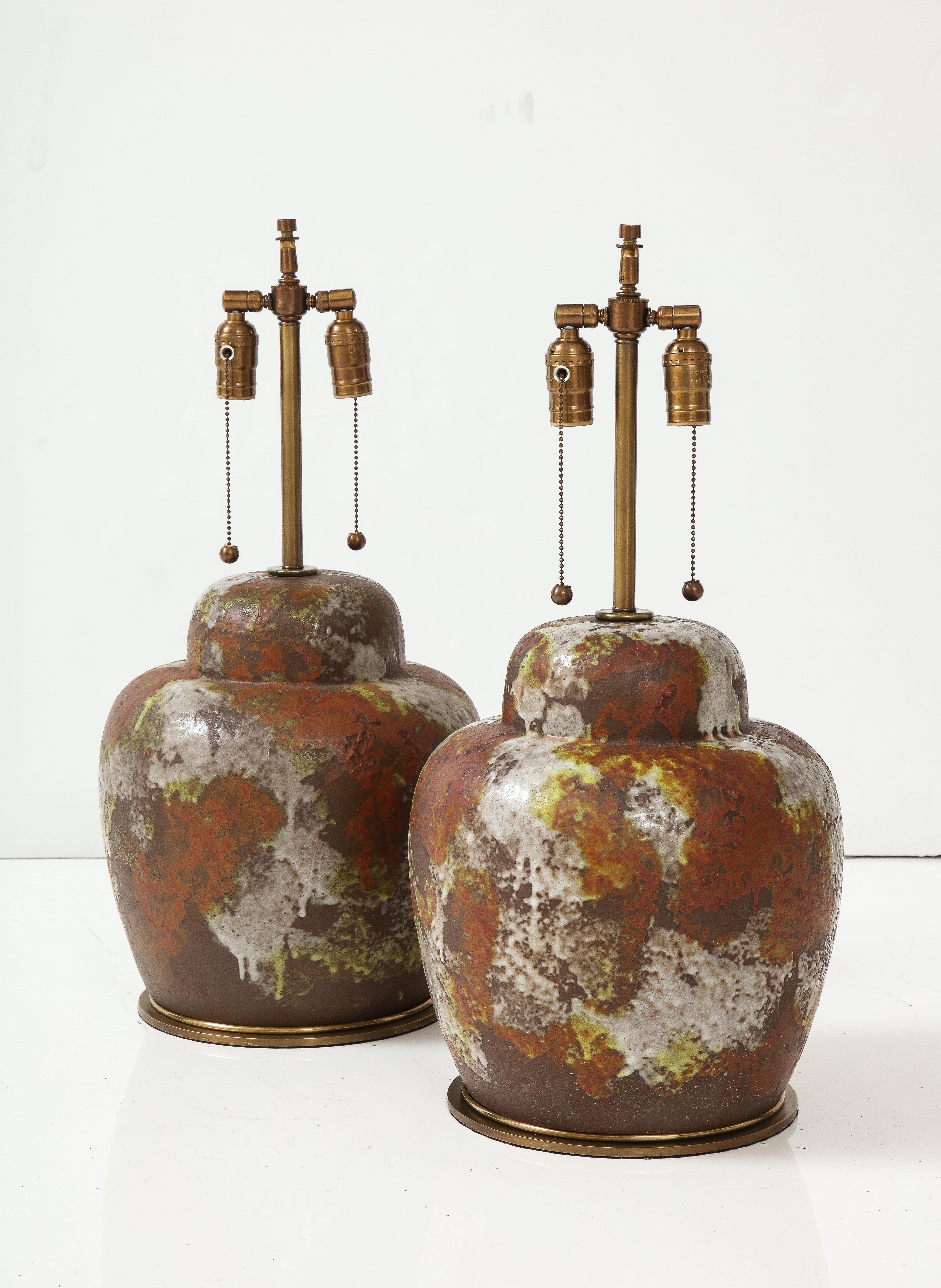 Mid Century Paul Hanson Italian Ceramic Lamps In Excellent Condition For Sale In New York, NY