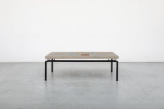 Mid-Century Paul Kingma Style Stone Mosaic Coffee Table with Metal Frame