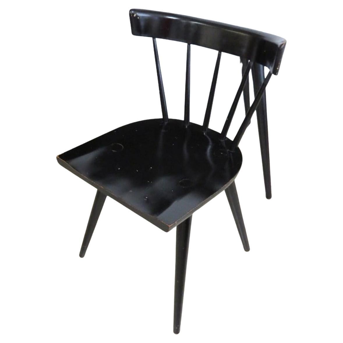 Americano Scrivania a due cassetti di metà secolo Paul McCobb #1560 Laccato nero con sedia in vendita