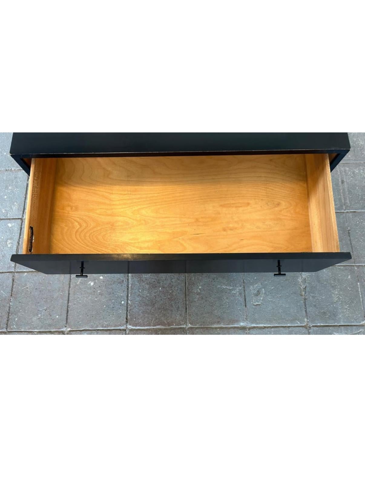 Woodwork Mid century Paul McCobb 3 Drawer Black Dresser T Pulls Iron Base