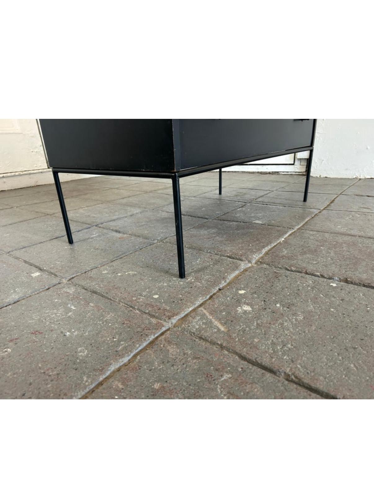 Mid-20th Century Mid century Paul McCobb 3 Drawer Black Dresser T Pulls Iron Base