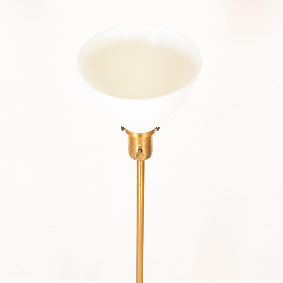 American Midcentury Paul McCobb Brass Tripod ‘Torchiere’ Accent Lamp For Sale